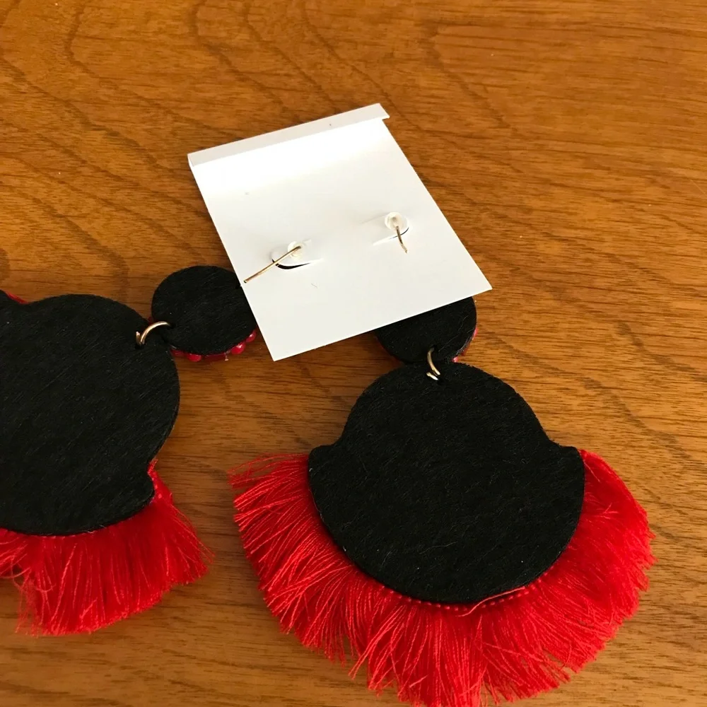 Mad Jewels Red Fringe Bohemian Earrings - Picture 2 of 4